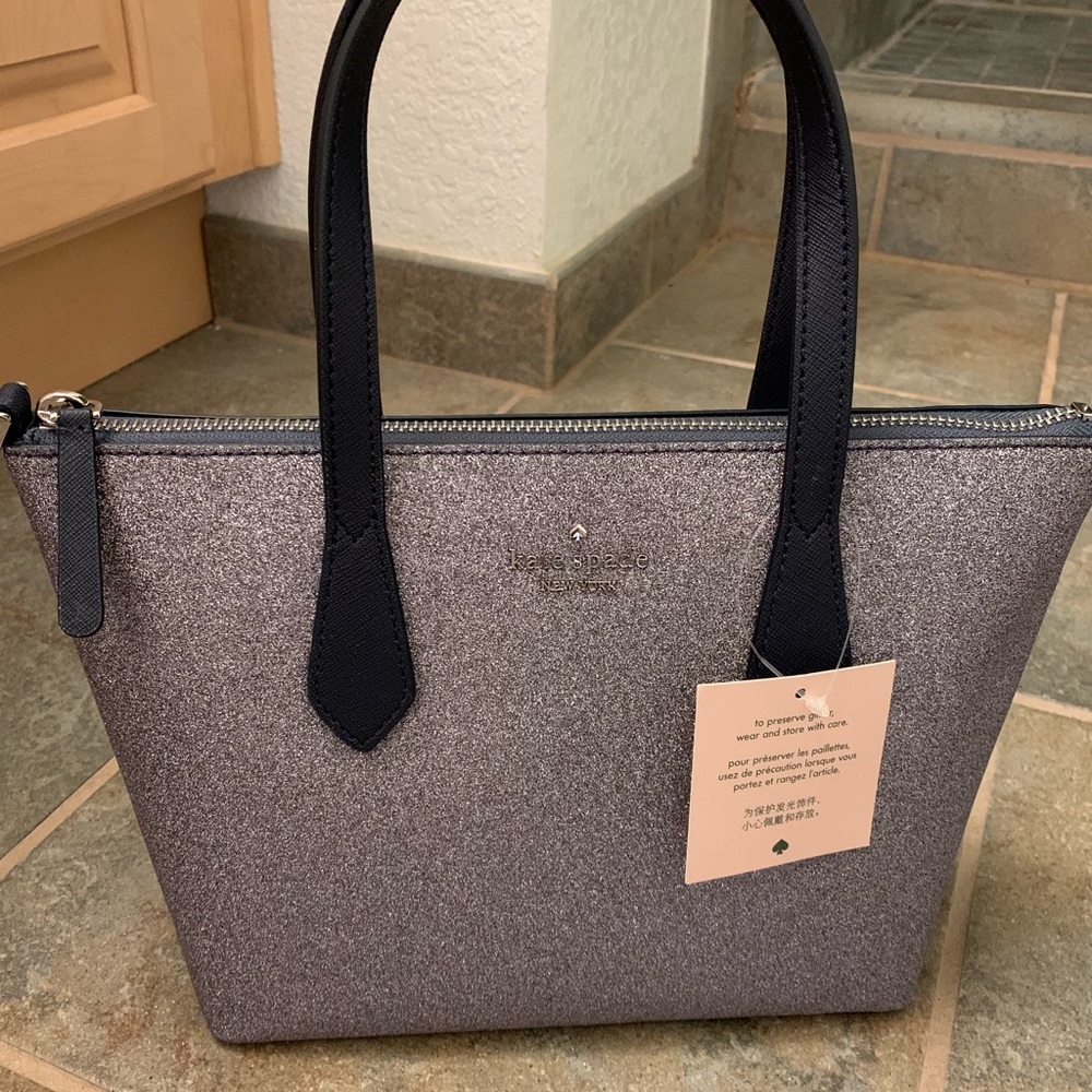 KATE SPADE GLITTER JOELEY SMALL SATCHEL DUSK NAVY - Picture 2 of 8